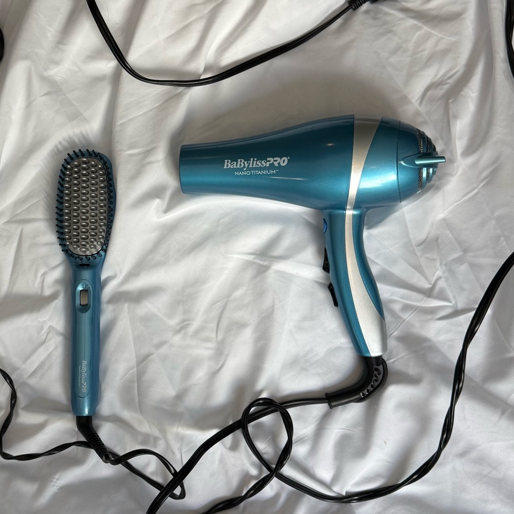 BaBylissPRO Nano Titanium Blue Hair Dryer and Brush Set